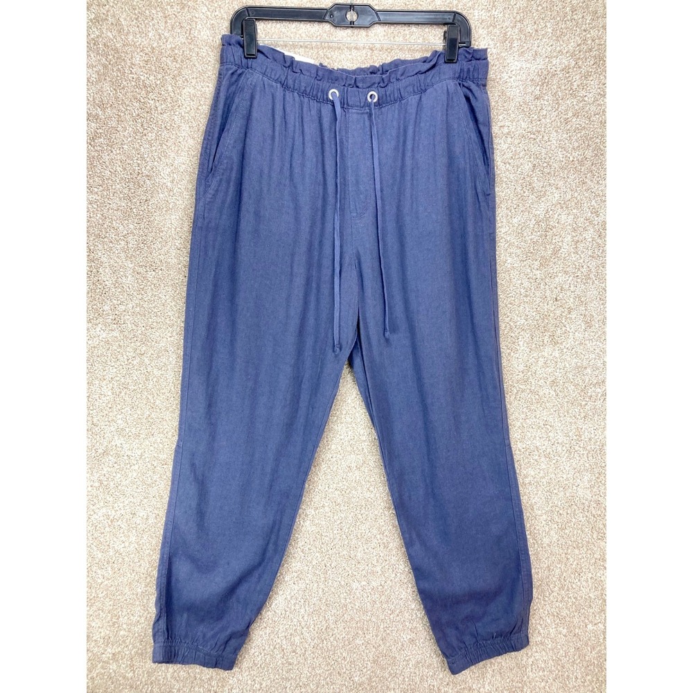 Social Standard by Sanctuary Linen Jogger Pants Womens L Blue Gray Relaxed NWT